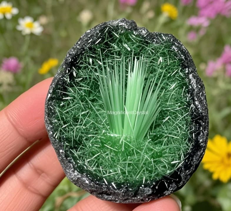 Rare Natural Meteorite Quartz Crystal Specimen Goethite Green Copper Ore Decor 5