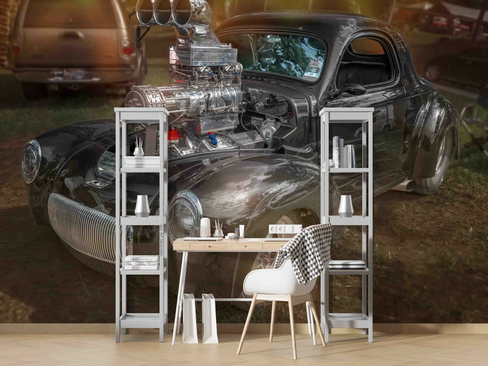 3D Classic Racing Car Wallpaper Wall Mural Removable Self-adhesive  744 2