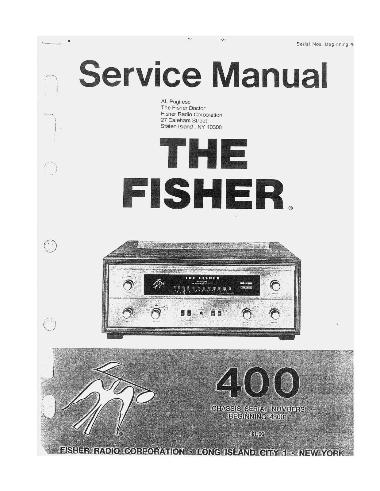 Radio Receiver   Manual Fits Fisher 400 -48001 6