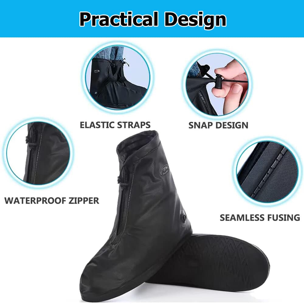 Reusable Rain Shoes Covers Anti-slip Waterproof Zipper Overshoes Boots Protector 4