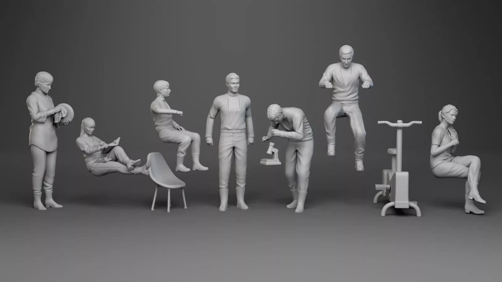 Lost In Space - Robinson Family - Various Poses - 10 Piece Set - 3D Printed 1:35 2