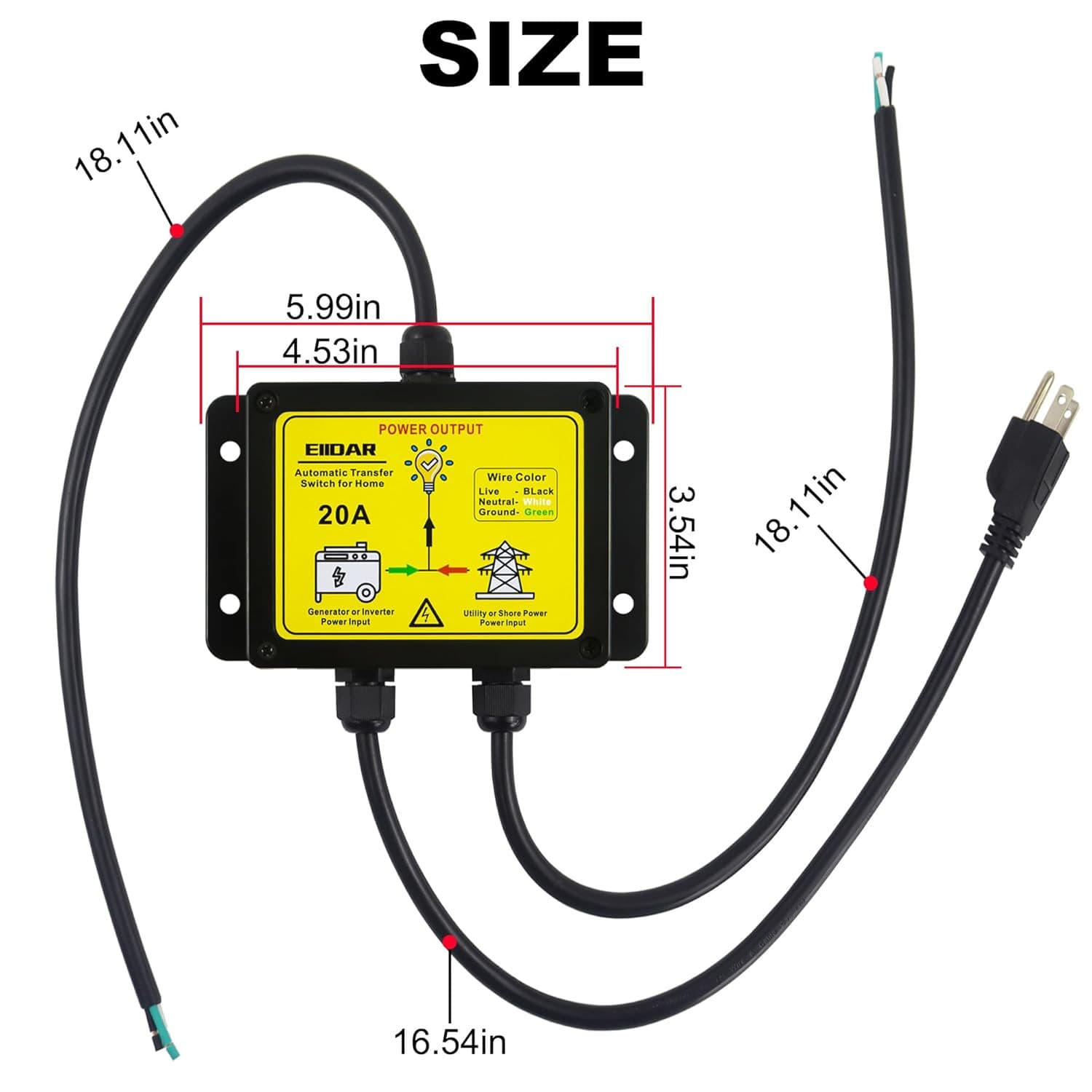 ATS AC120V 20 Amp Auto Transfer Switch，Transfer Switch for Home Generator，Automa 3