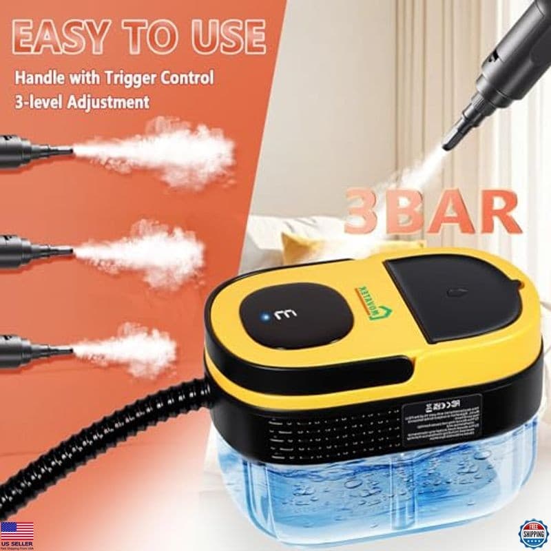 Powerful Handheld Steam Cleaner - 10s Heat, 1.6L Tank, 11-in-1 for Easy Use 3