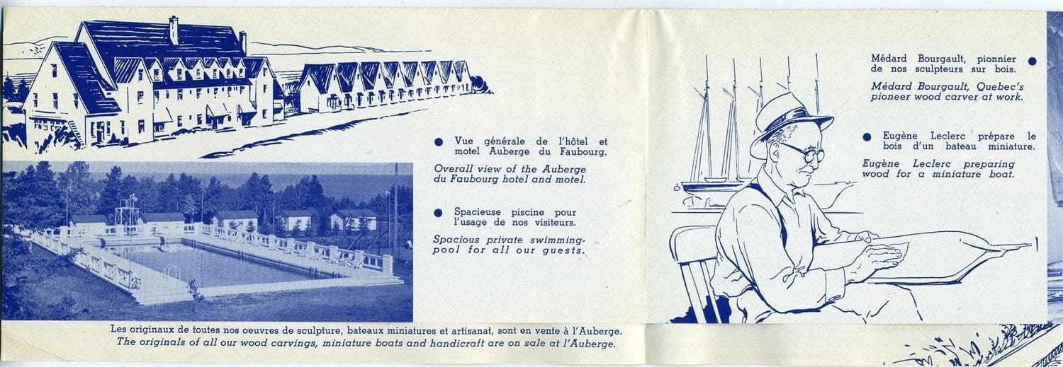 Auberge du Faubourg Brochure & Receipt Saint Jean Port Joli Quebec Canada 1953 3