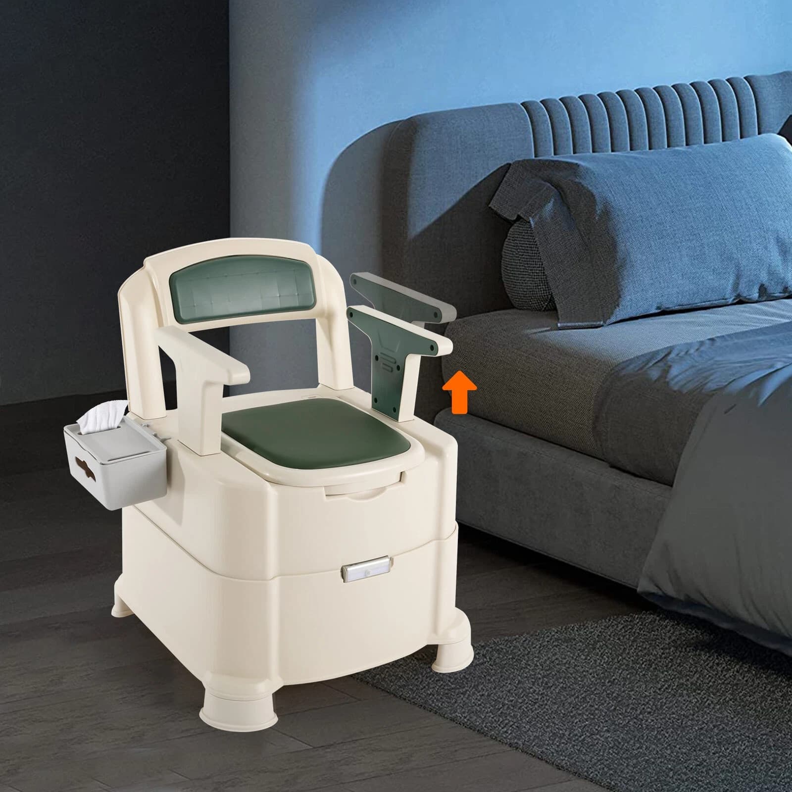 Bedside Commode Portable Toilet for Adults, Commode Chair for Toilet with Arms 4