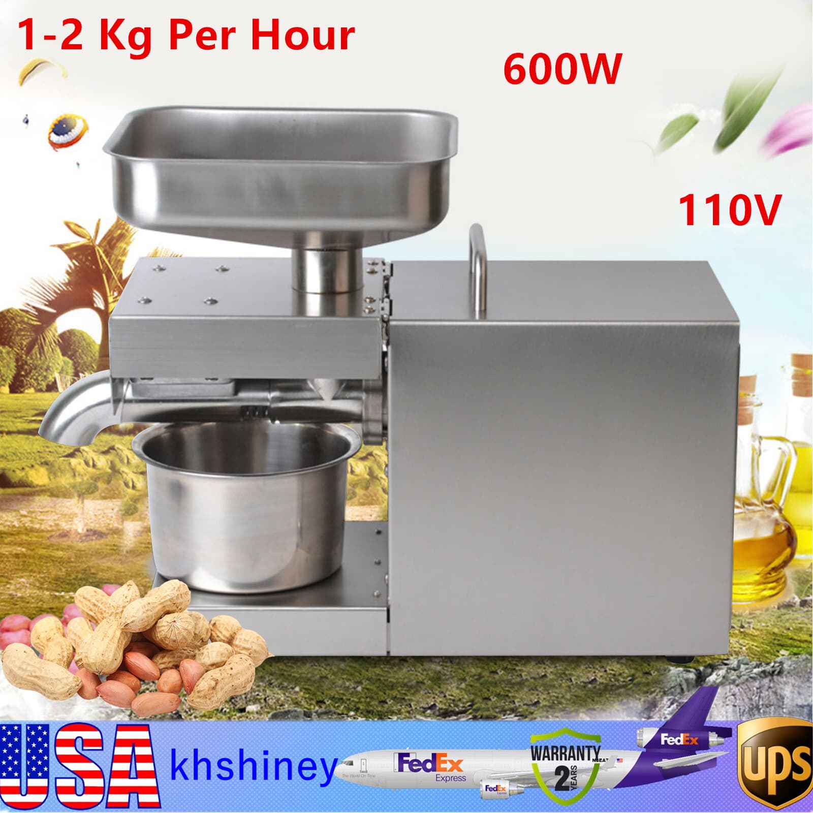 Commercial Automatic Oil Press Machine Cold & Hot Oil Maker Oil Extractor 110V