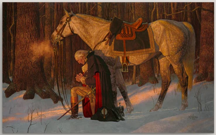 Arnold Friberg PRAYER AT VALLEY FORGE, 19x32 Giclee Canvas,  George Washington