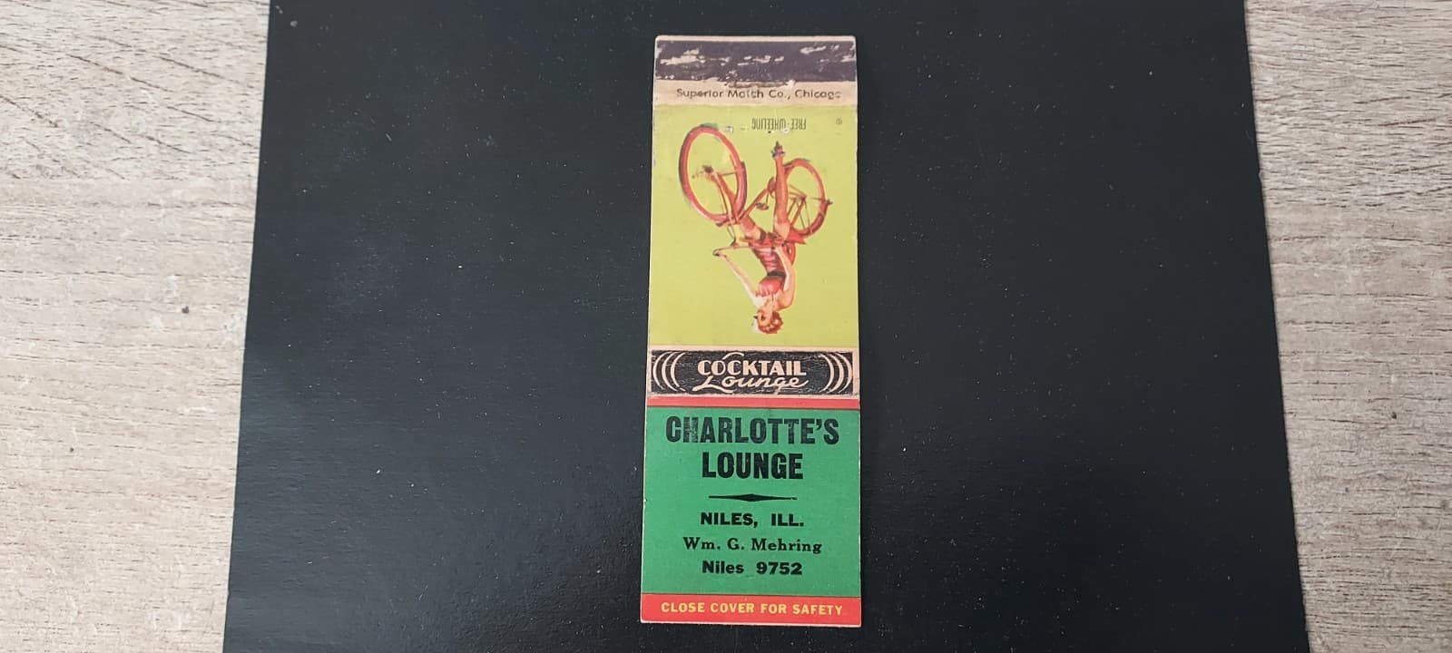 CHARLOTTE'S LOUNGE (WM. G. MEHRING) NILES ILLINOIS VINTAGE MATCHBOOK COVER