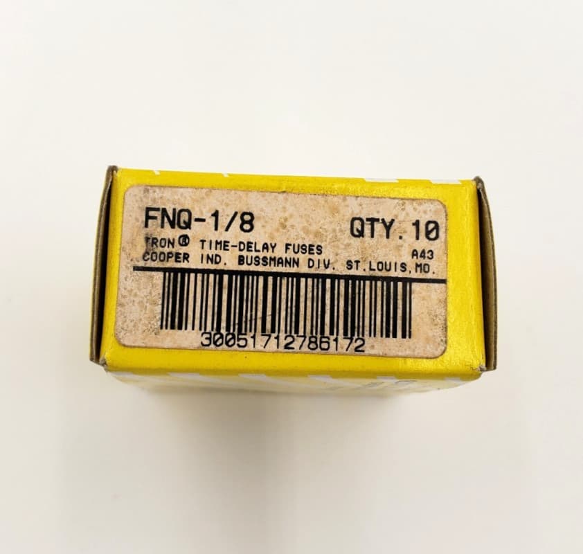 New Box of 10 Eaton Bussmann FNQ-1/8 500V 0.125A TRON Time-Delay FNQ Series Fuse 2