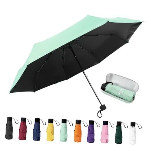  Compact Travel Umbrella,UV Protection, Lightweight Folding 39 Inches Turquoise