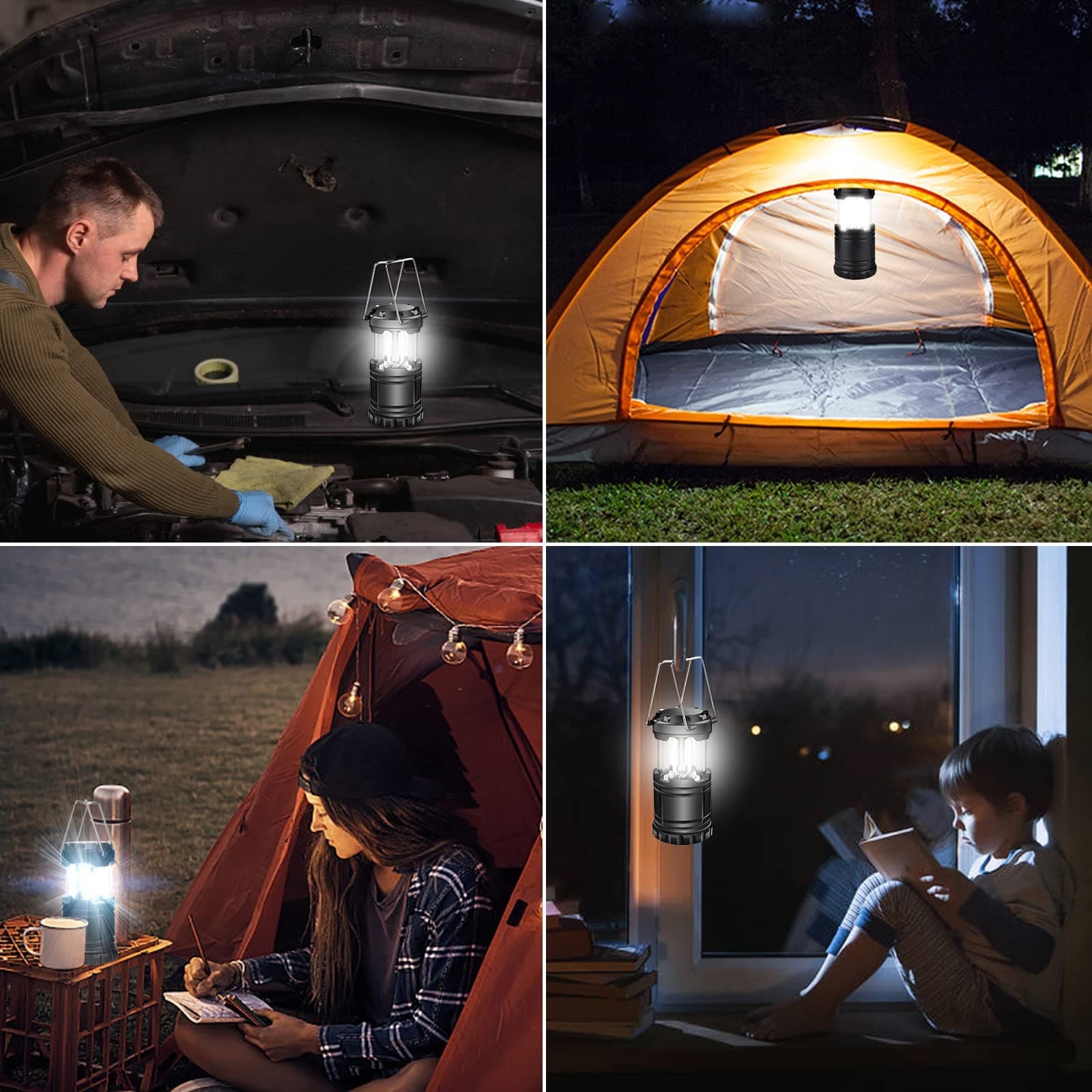 2 Pack LED Battery Operated Lanterns Waterproof Camping Lights for Emergencies 2