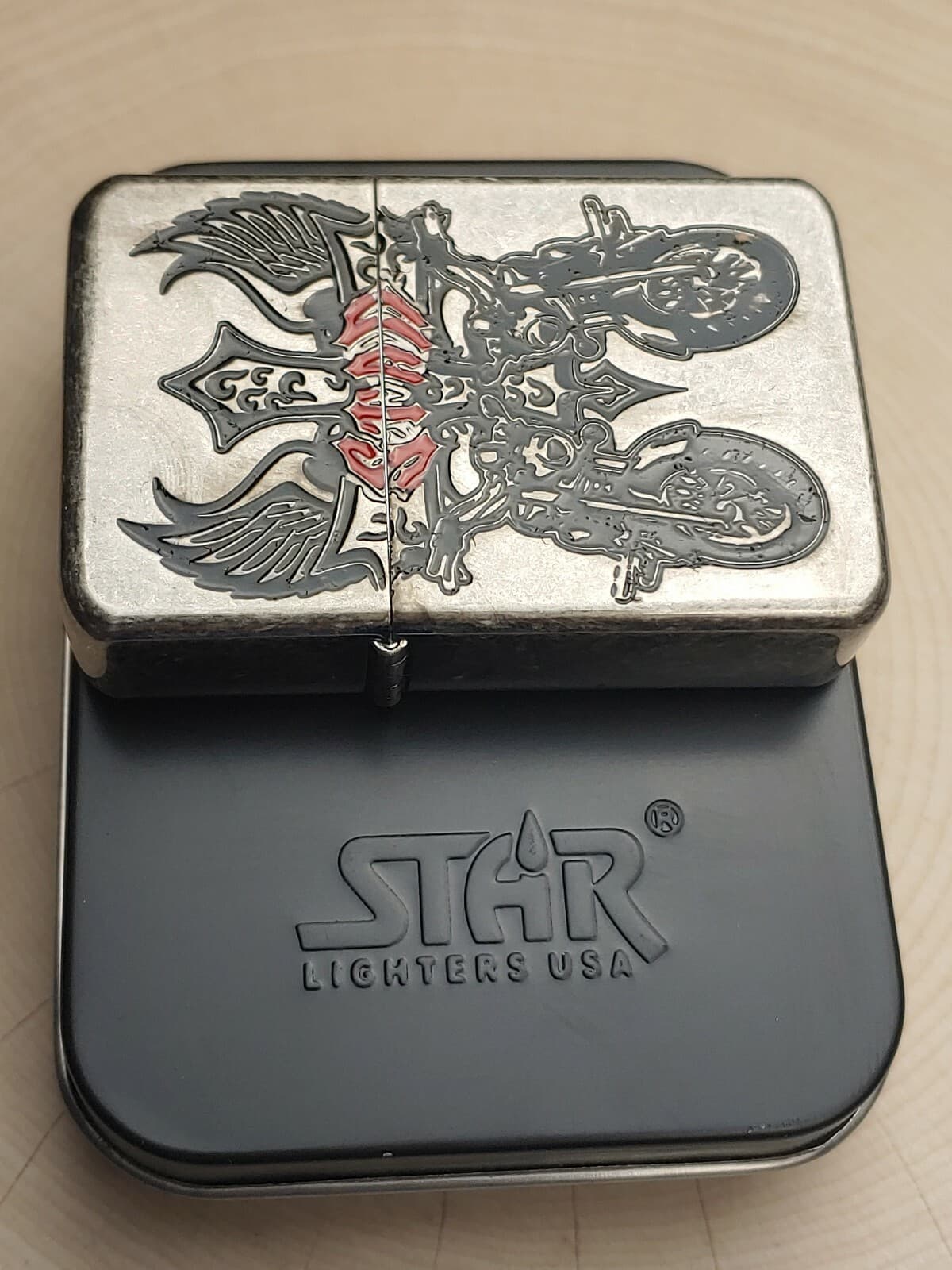 STAR PREMIUM STREET CHROME LIGHTER w/ DUAL MOTORCYCLE Engraved #K019 4
