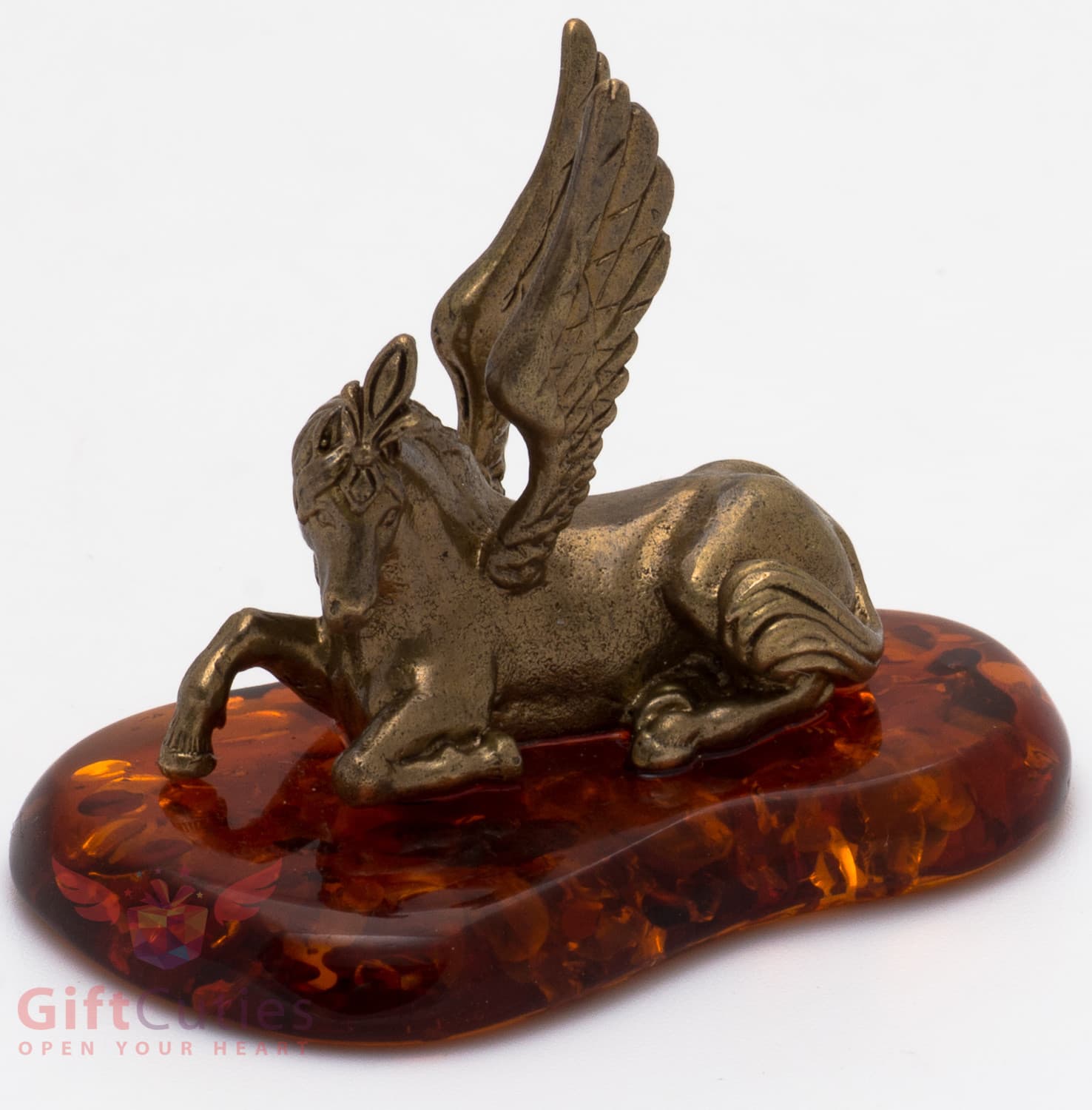 Solid Brass Amber Figurine of Pegasus Horse IronWork 3