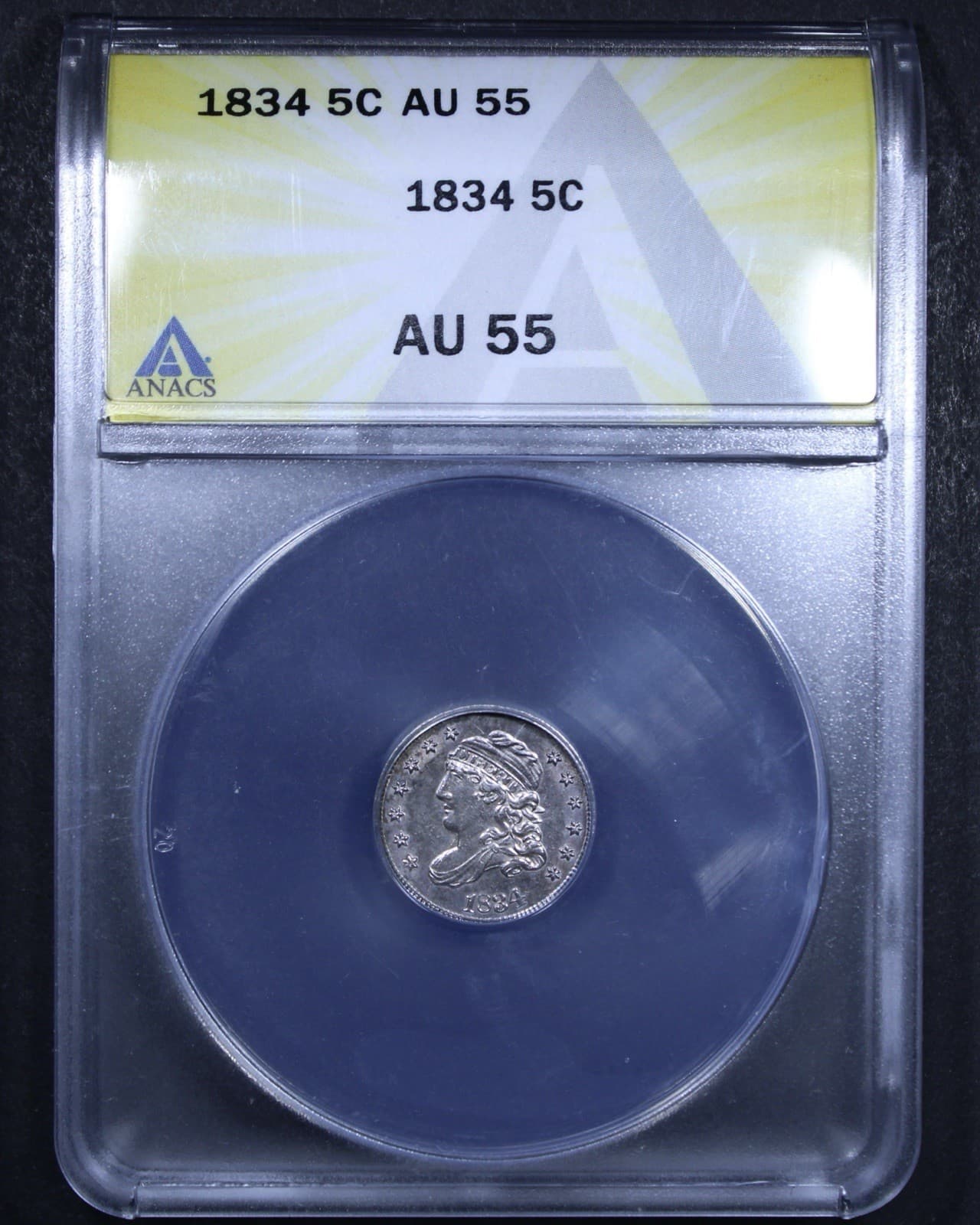 1834 Capped Bust Half Dime - H10c ANACS AU55 - Great Example!