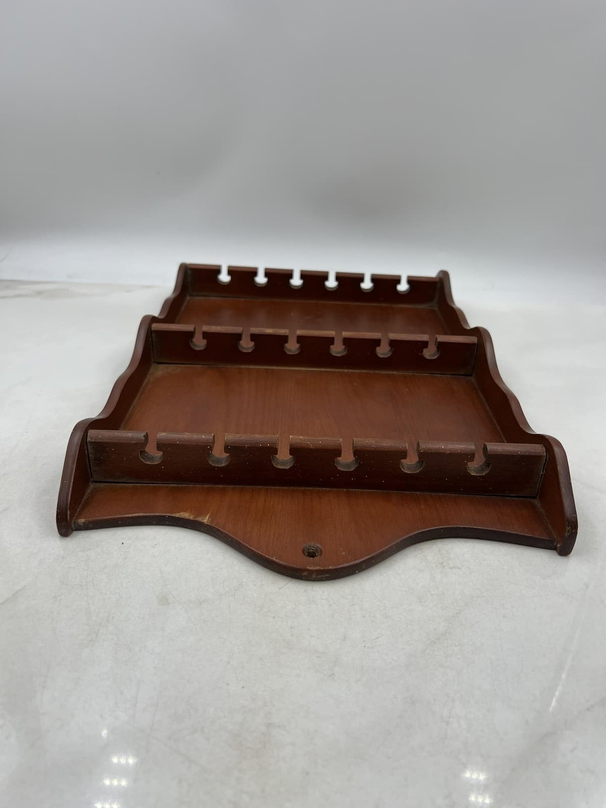 Vintage Wooden Wall Display Rack Shelf 18 Slot Spoon Storage Collectible Holder 4
