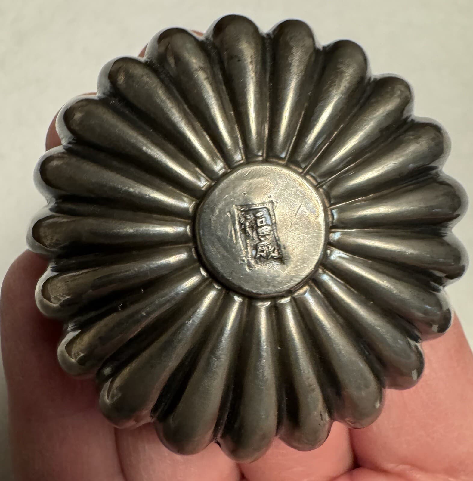 Antique Estate Chinese Sterling Intricate Pumpkin Shape Trinket Box Signed 4