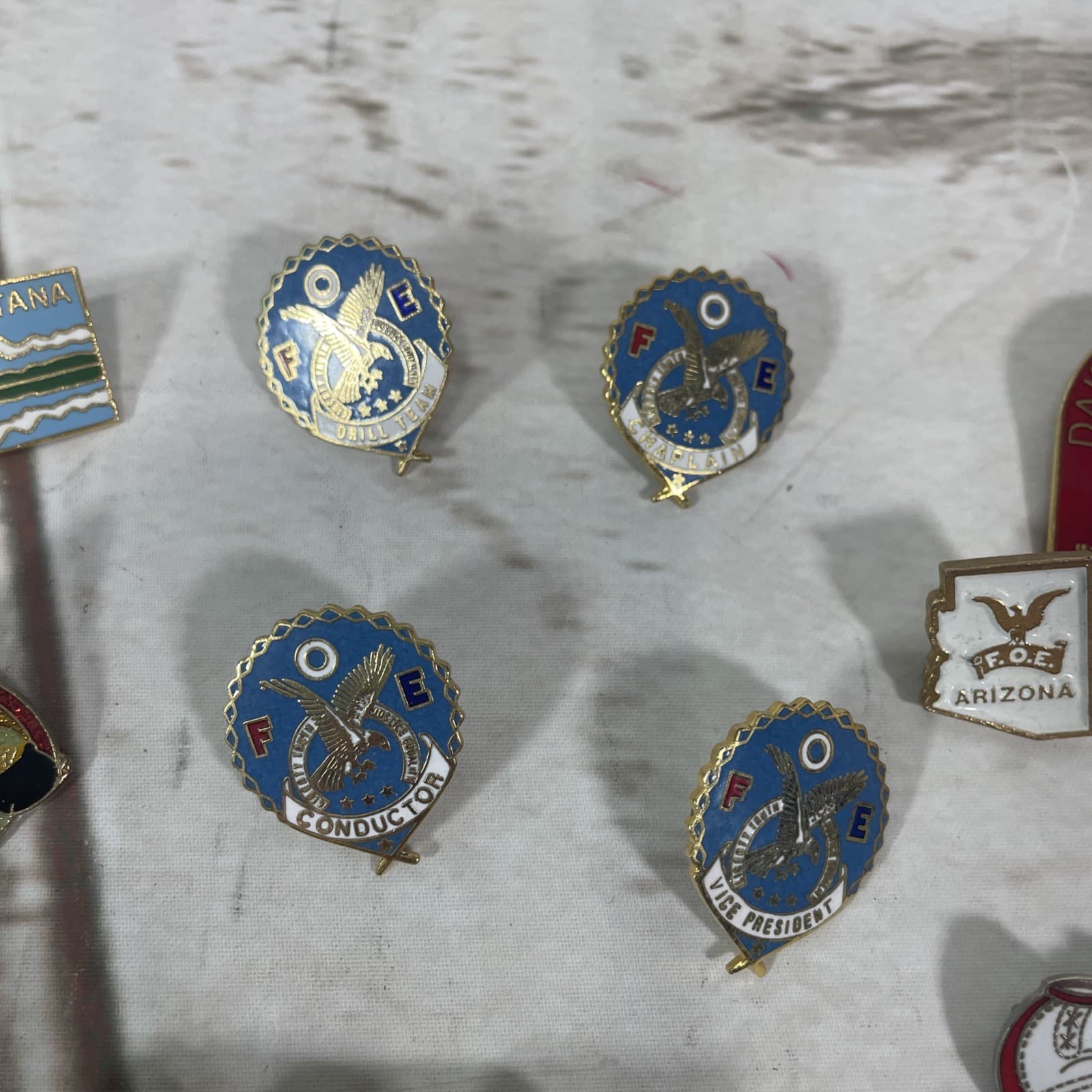 VTG Fraternal Order of Eagles FOE Enamel Lapel Pin Lot of 22 Chapter Convention 6