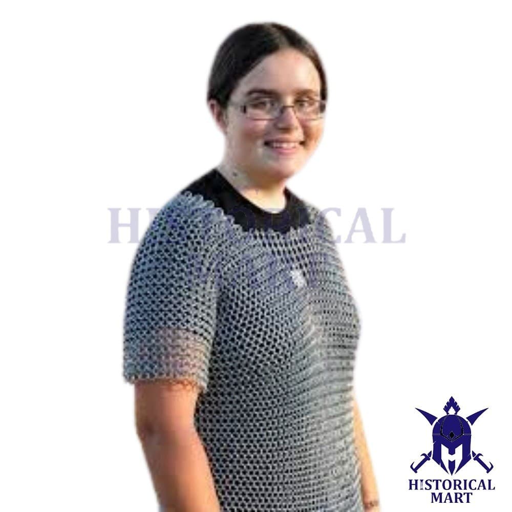 Viking Chainmail Hauberk 10mm Aluminum Rings Half Sleeve Medieval Armor Shirt 4