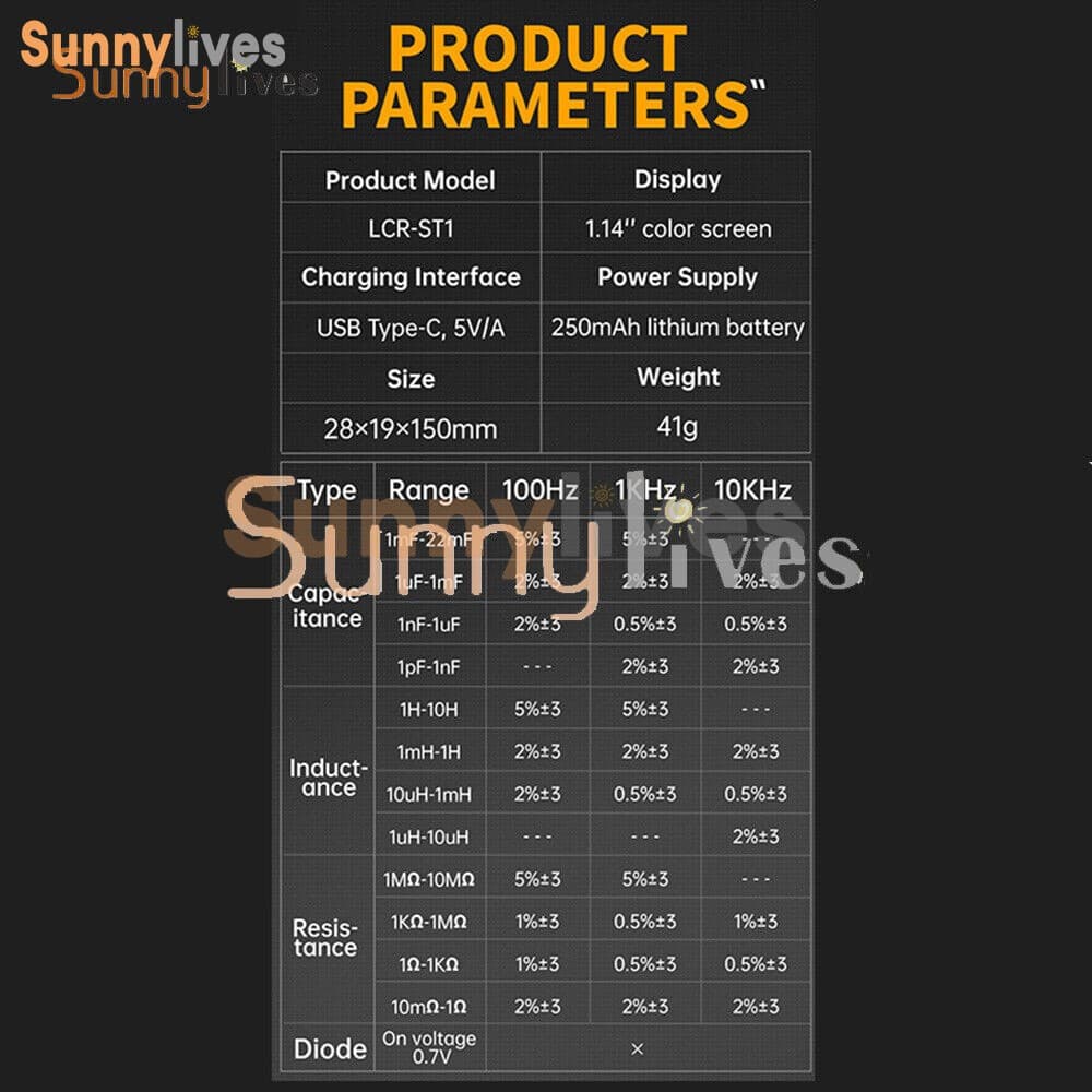 FNIRSI LCR-ST1 Smart Tweezer LCR SMD ESR Tester Ohm Capacitance Diode Test  6