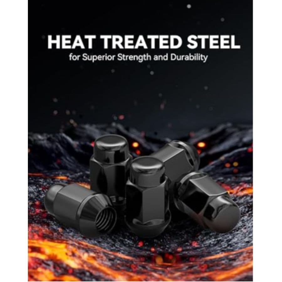 M12x1.5 Lug Nuts Set, 1.4 inch Tall Acorn Bulge Aftermarket Wheel Lug Black 6