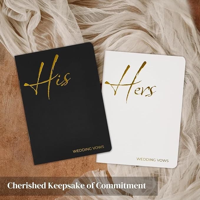 Wedding Vow Book - Vow Books His and Hers 5.5"×4" Set of 2 Black and White /Gold 2