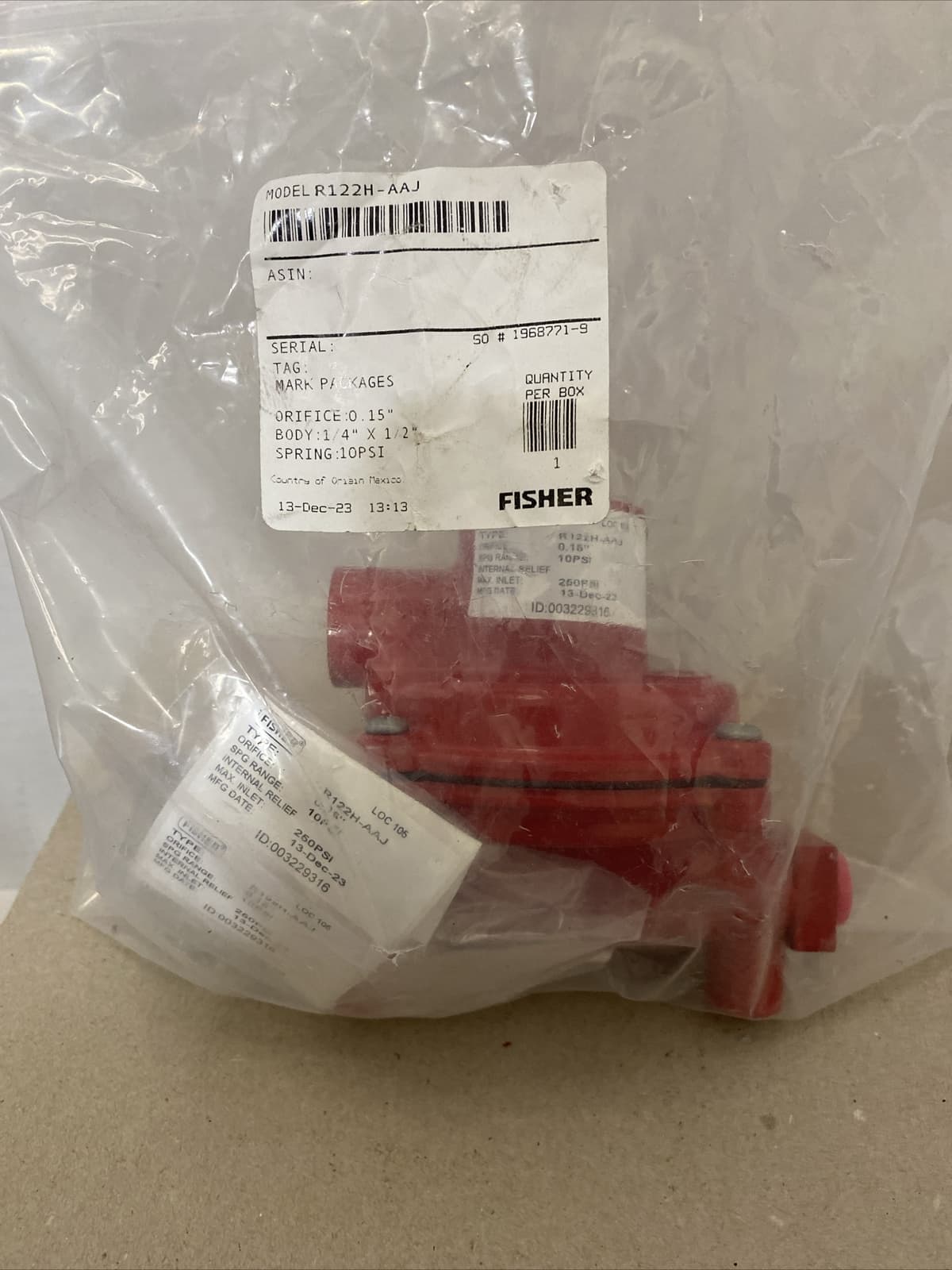 FISHER LP-GAS REGULATOR R122H-AAJ SPG RANGE 10PSI 6