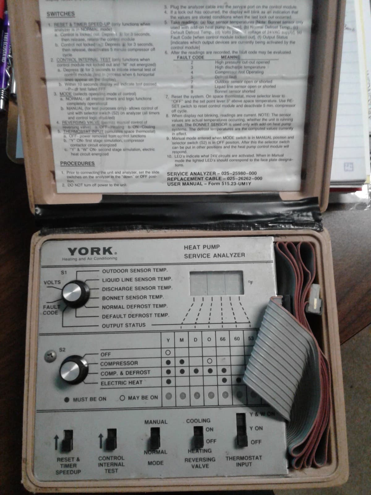 York Heat Pump Service Analyzer Model 025-25980-000 3