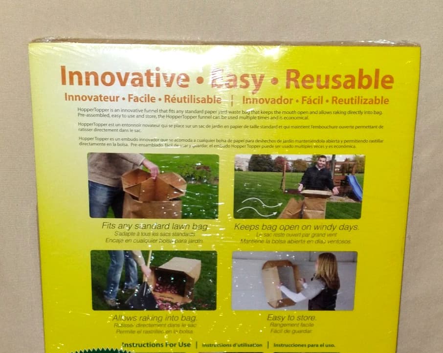 HOPPER TOPPER Lawn Leaf Yard Cleanup Funnel Easy To Store & Reusable Made In USA 3