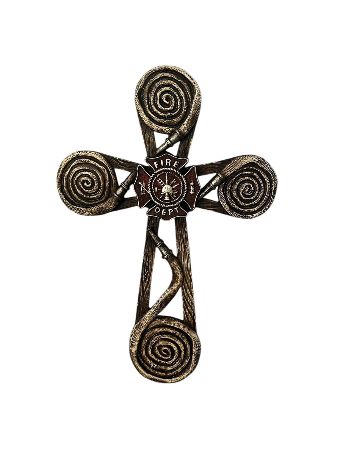 Fire Department Firefighter Resin Firehouse Cross Wall Plaque 12”x8”