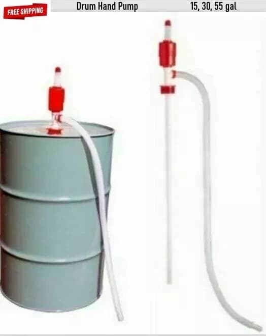Hand Siphon Drum Barrel Pump 15 30 55 Gal Polyethylene Suction Manual Squeeze
