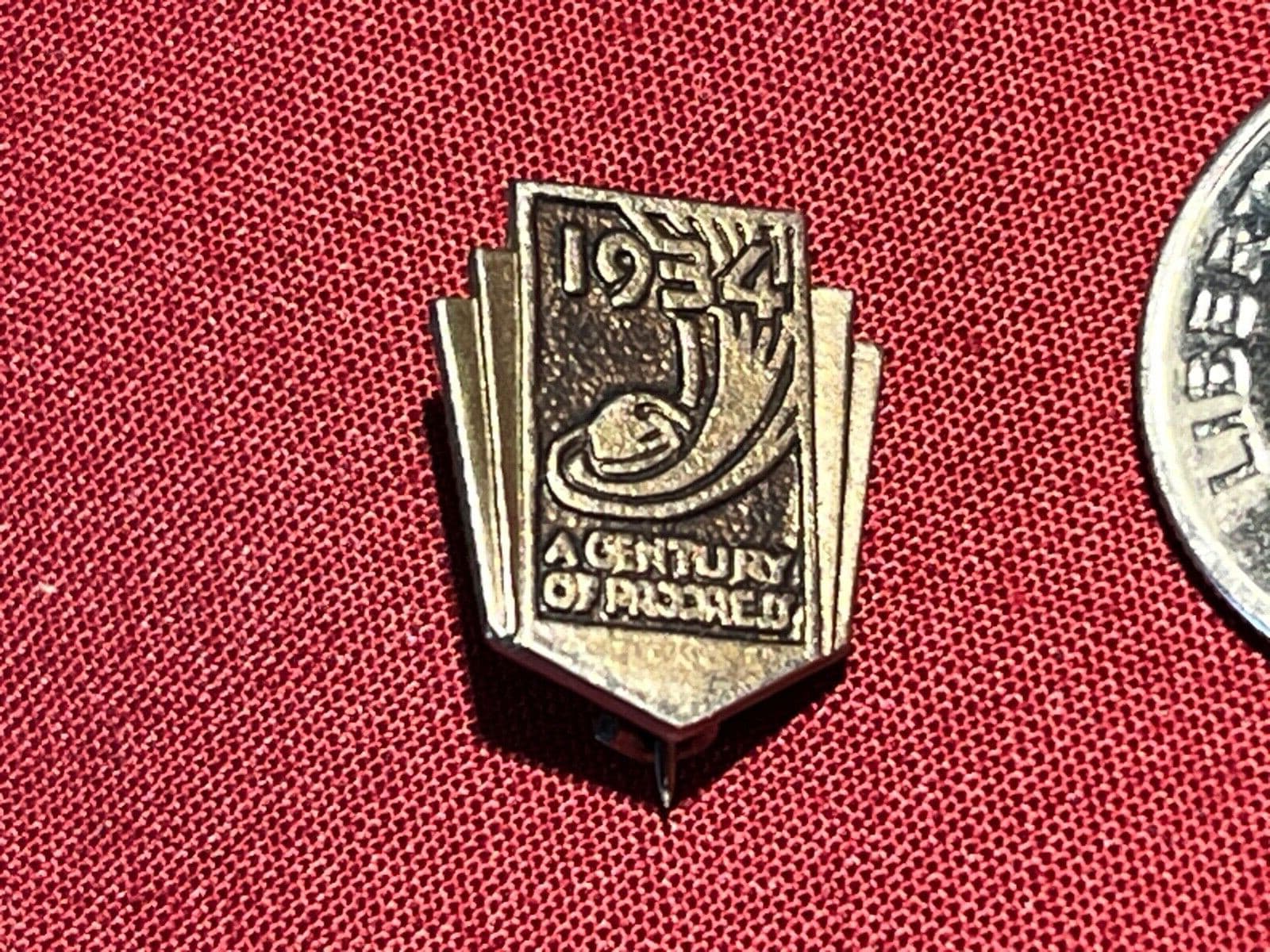 1934 Chicago "A Century of Progress" Hat Pin / Lapel Pin / Vest Pin, VGC