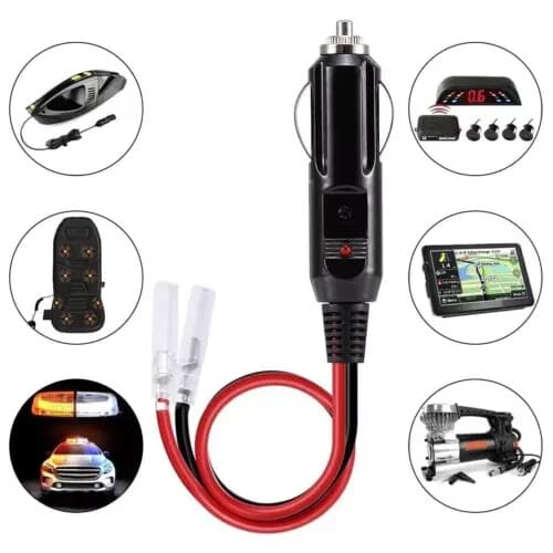 2Pcs Fused Male Car Cigarette Lighter Socket Plug Connector Cable Leads 12V~24V 5