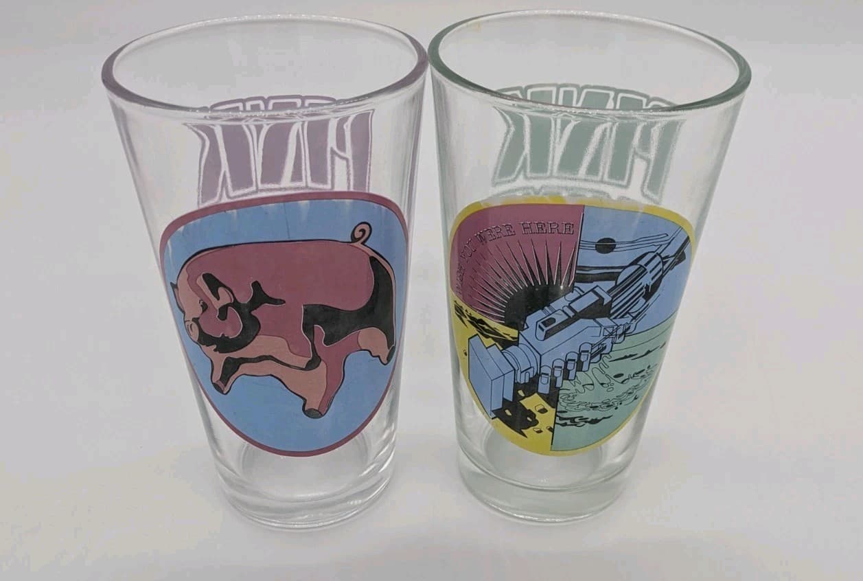 SET 2 16oz Pint Glasses Pink Floyd Wish You Were Here 2007  6
