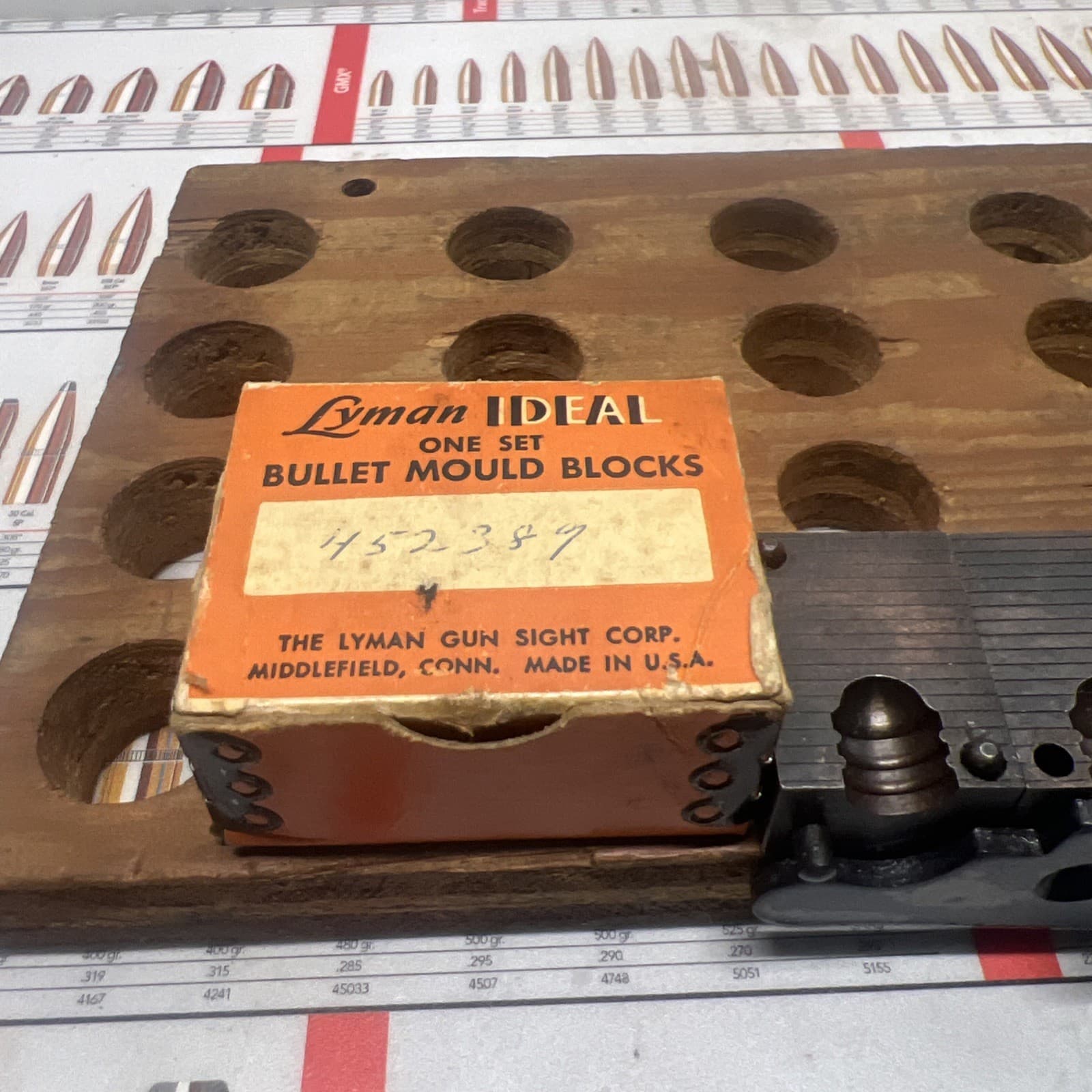 LYMAN  IDEAL SINGLE CAVITY BULLET MOLD #452389 45 ACP 185 GR & BOX RARE 2