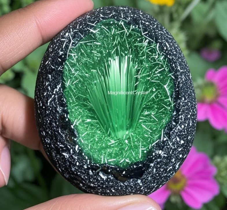 Rare Natural Meteorite Quartz Crystal Specimen Goethite Green Copper Ore Decor 3