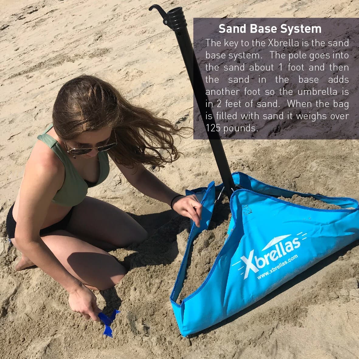 Xbrella - Wind Resistant Beach Umbrella – Sand Base - 7.5’ Round, Patent Pending 2