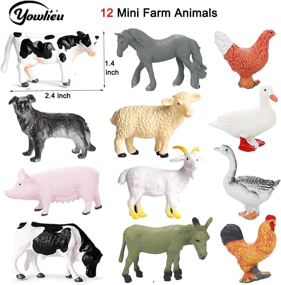 Realistic Farm Animal Figures Toys, 44 Pcs Plastic 44 Set  3