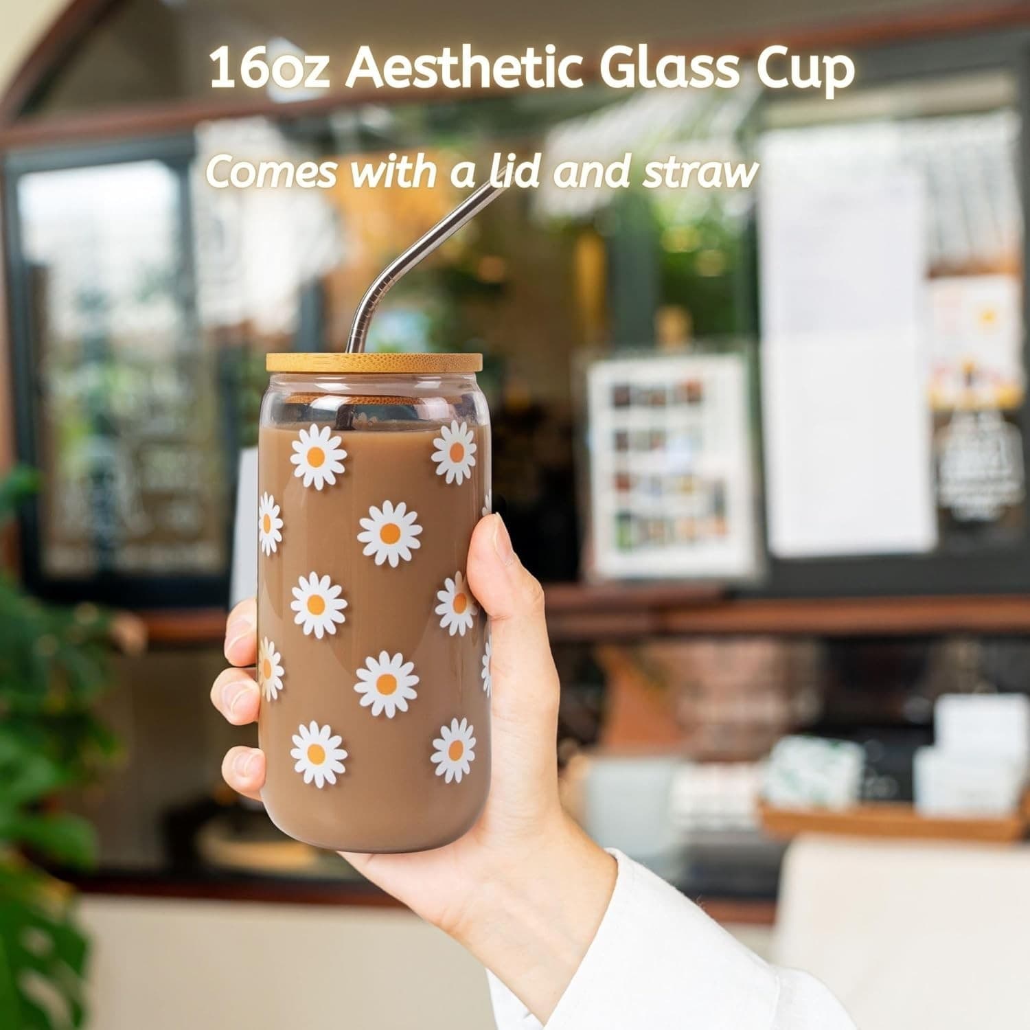 Birthday Gift Box for Women, Girls - Cute Daisy Glass Cups Set 7pcs 3