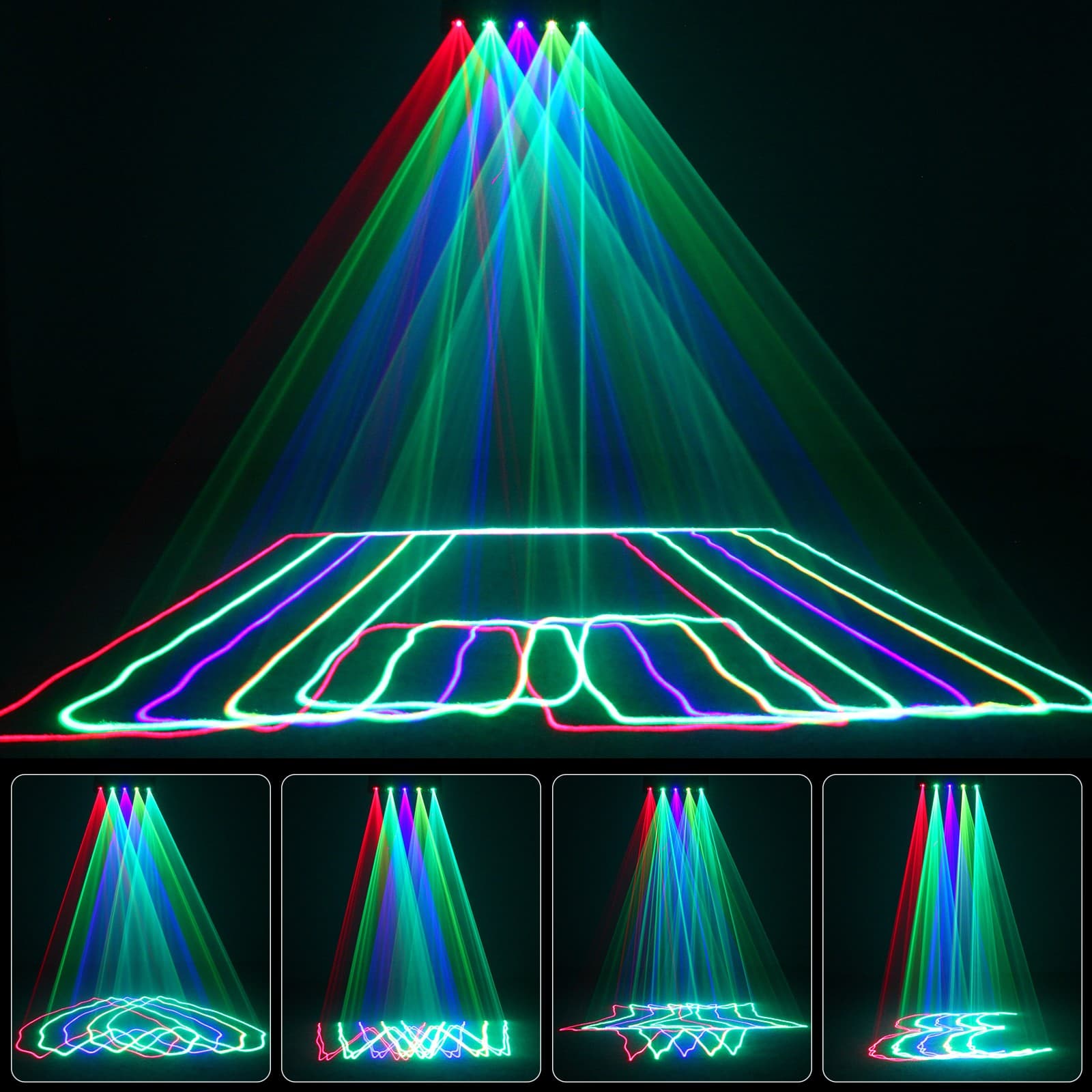 5 Lens 5 Beam RGBYC Party DJ Laser Stage Light w/Remote Projector DMX Disco Show 5