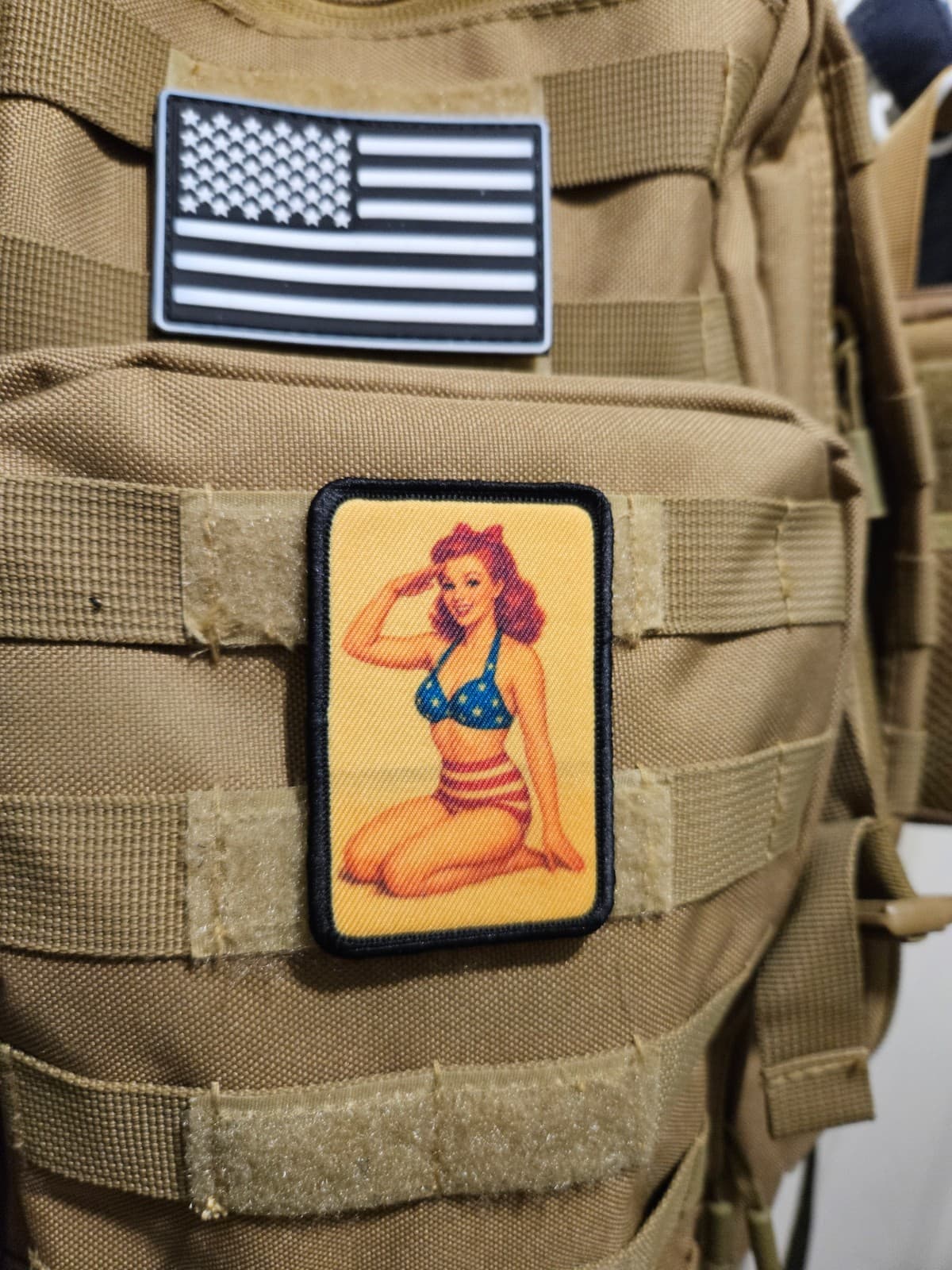 World War 2 redhead pinup girl 2"x3" removable morale patch with hook and loop 5