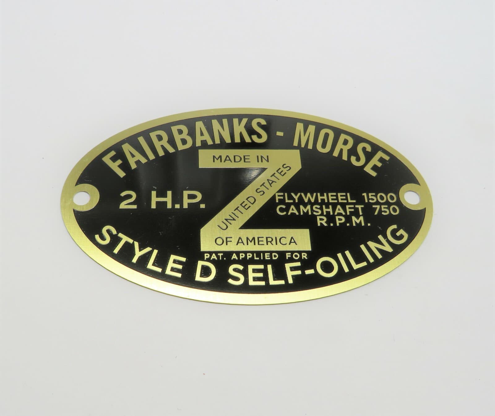              NEW Brass 2 HP Fairbanks Z Style D Name Plate Engine Tag Gas Motor 