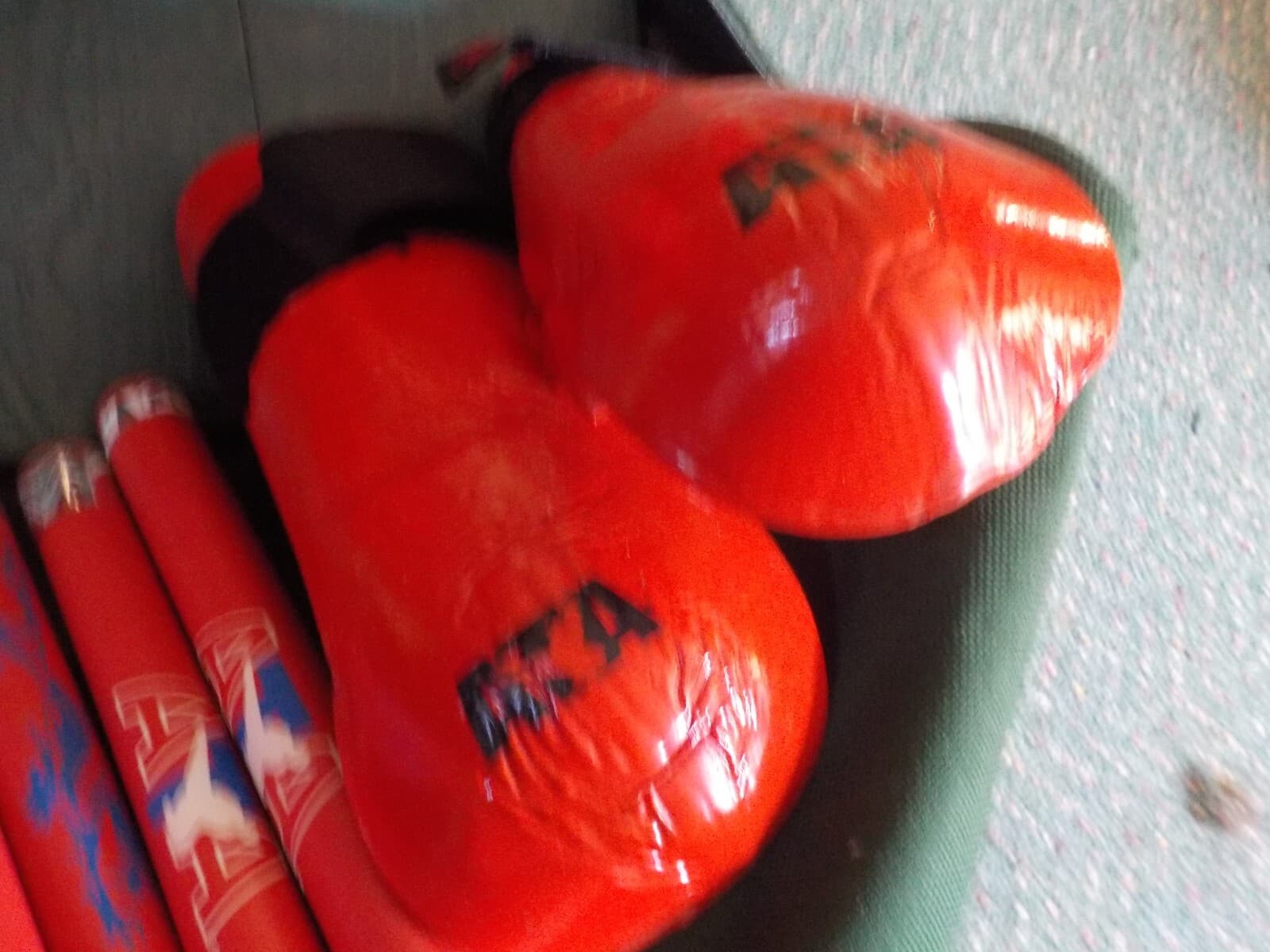 Macho Martial Arts sparring head Gear Gloves, shoes, 3 chucks, 2 boards bag 5