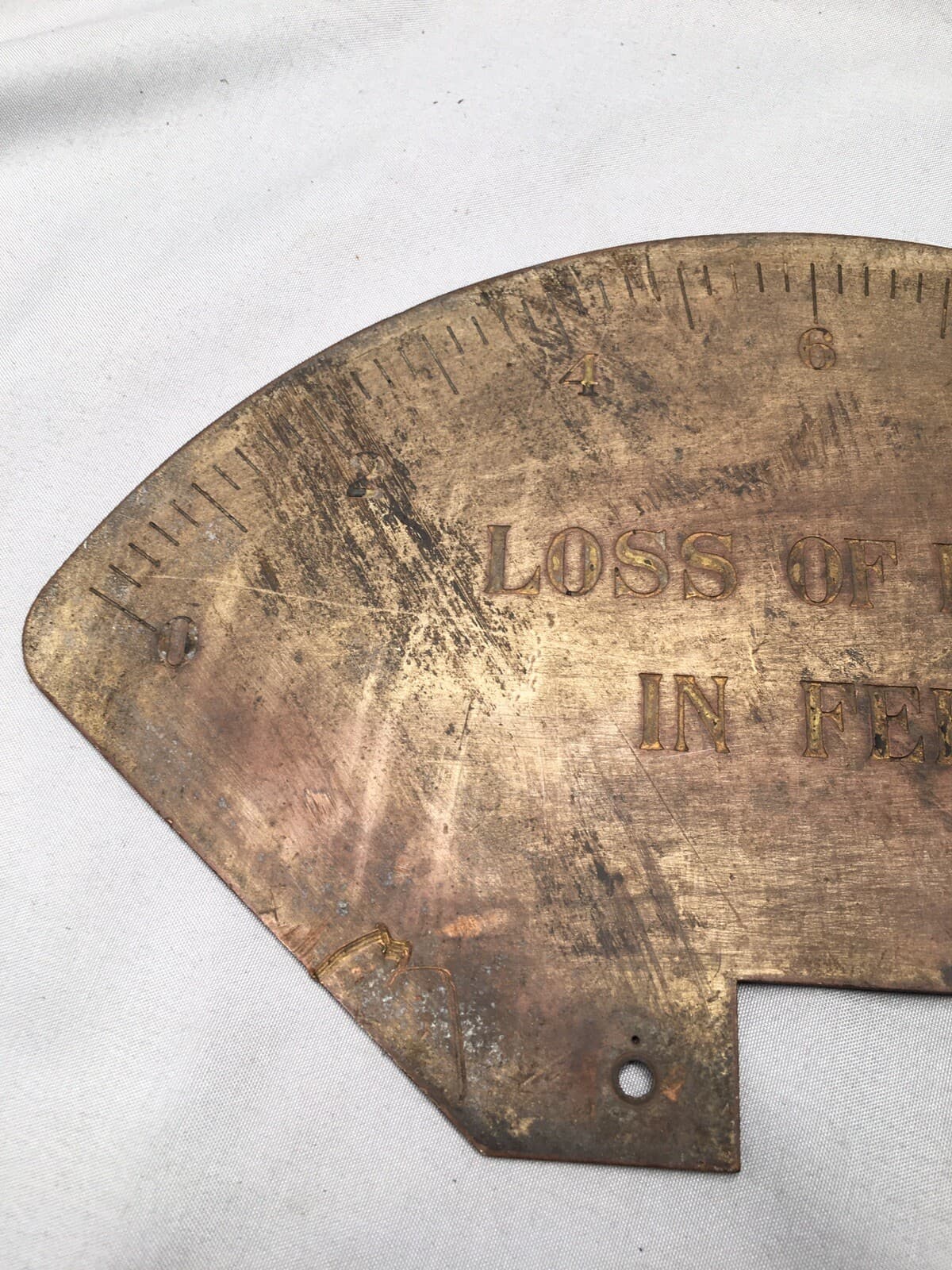 Hydro Fluid Brass Gauge Plate Loss of Head in Feet for Gravity Water Tower? Vtg 3