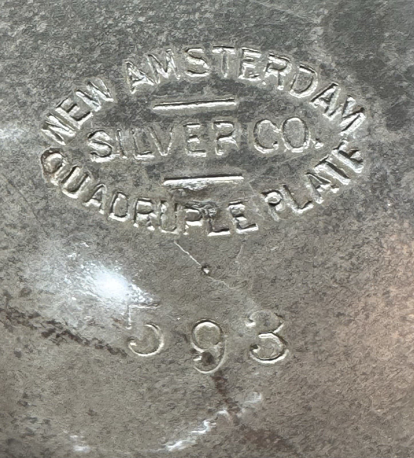 Vintage New Amsterdam Silver Co. Quadruple Plate Silver Etched Sugar Bowl #593 3