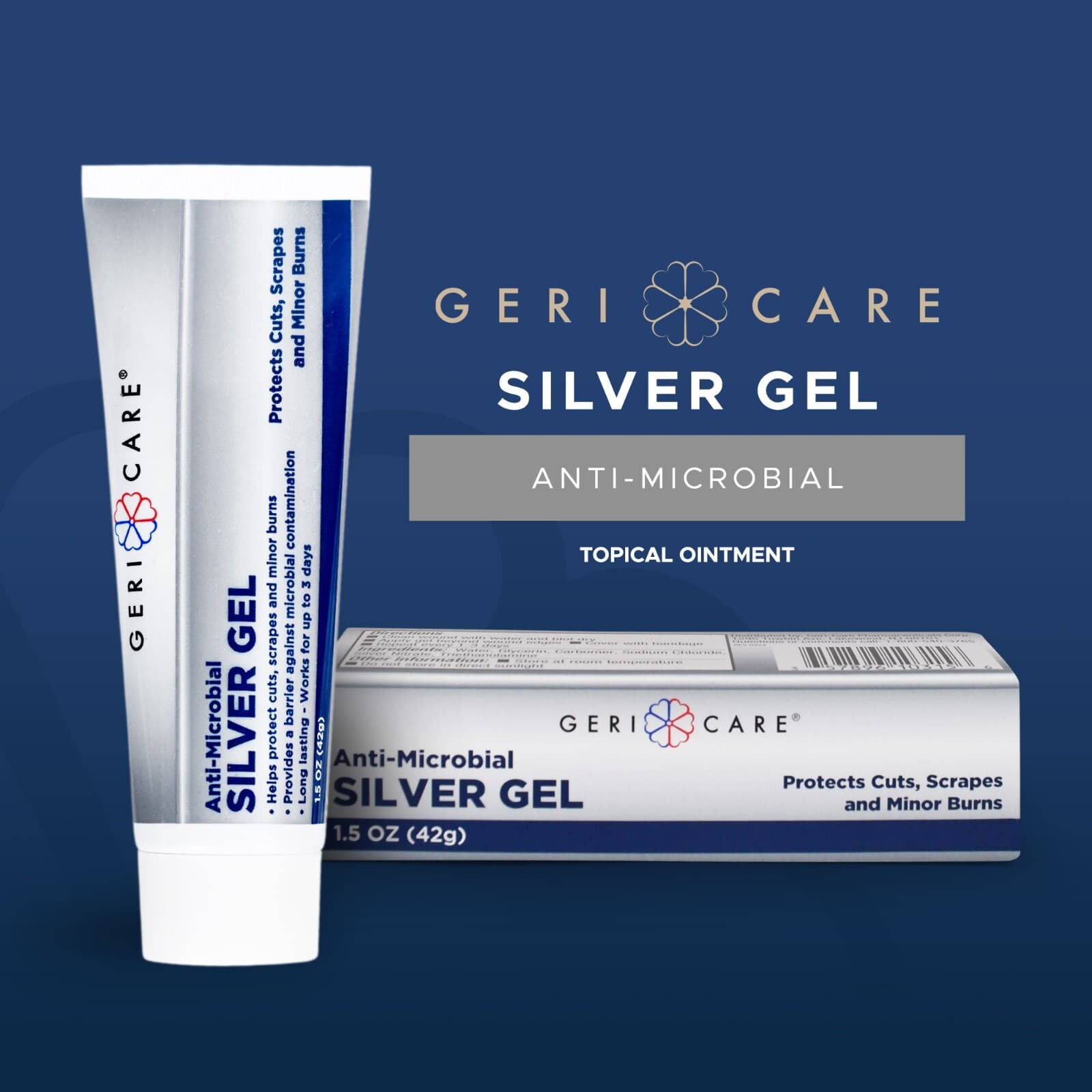 GeriCare Antimicrobial Colloidal Silver Gel Wound Care Cream 55PPM 1.5oz 2