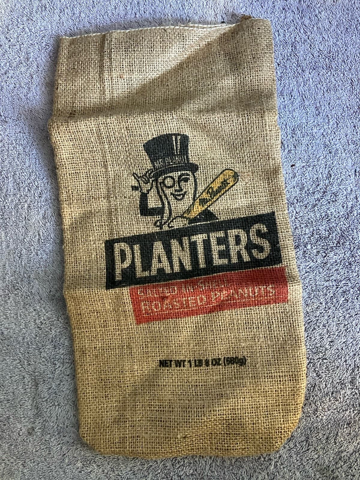 Vintage Baseball Planters Mr Peanut Burlap Bag Sack Vintage Roasted Peanuts