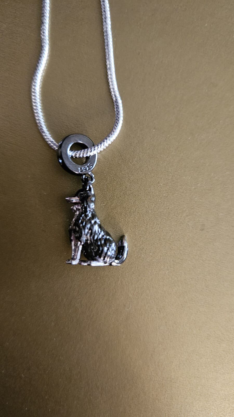 Sterling Silver 925 Border Collie Dog Crystal Charm & Necklace Jewelry  FS 5