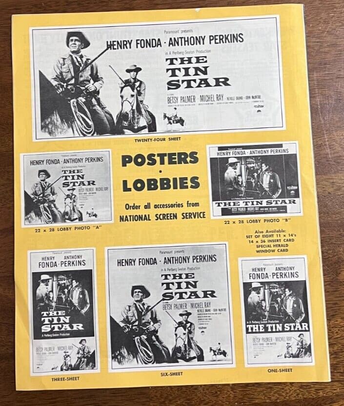 THE TIN STAR 1957 MOVIE PRESSBOOK HENRY FONDA ANTHONY PERKINS 4