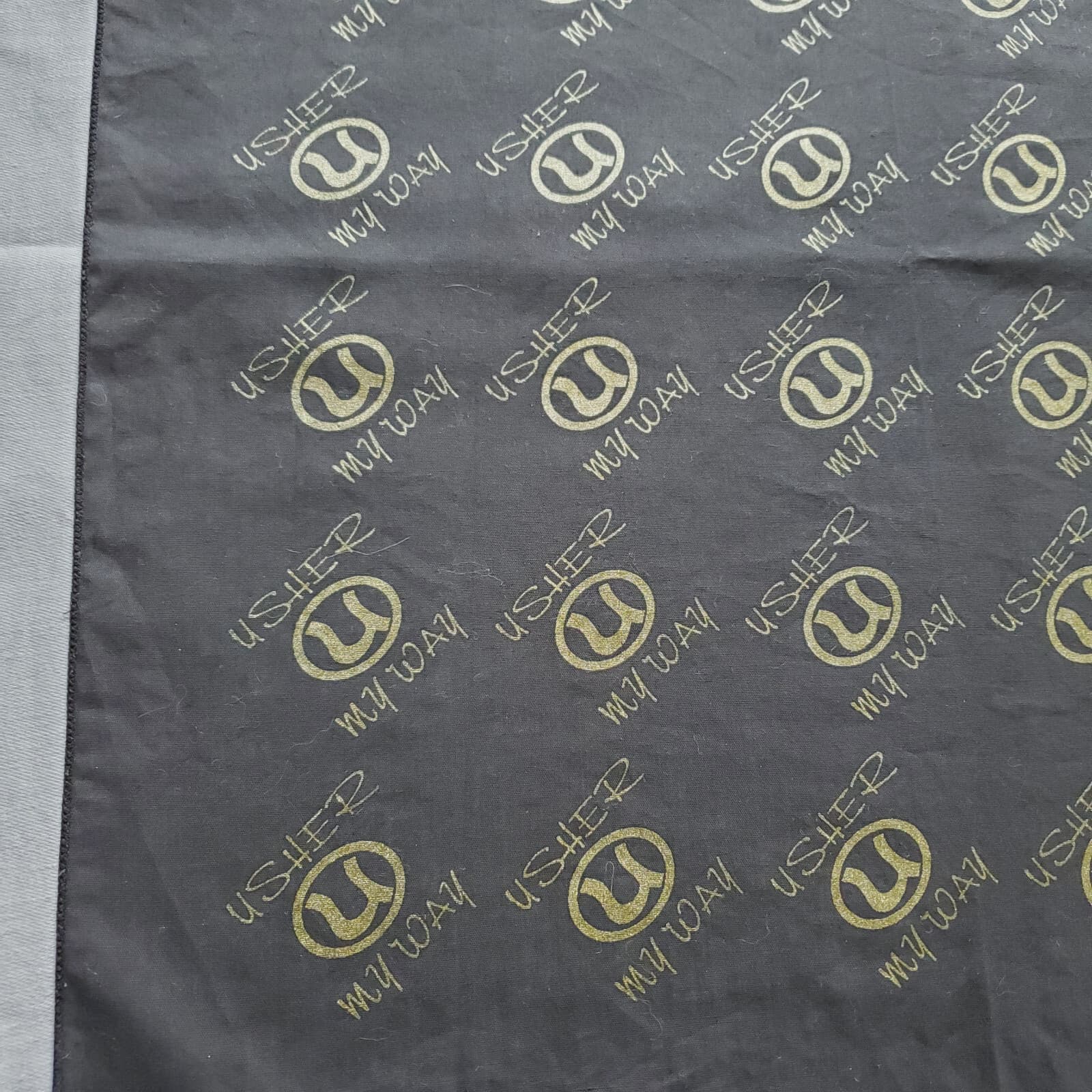 Usher Merch My Way Bandana Smoky Black Gold Glitter Logo Print 20"x20" Rare 6