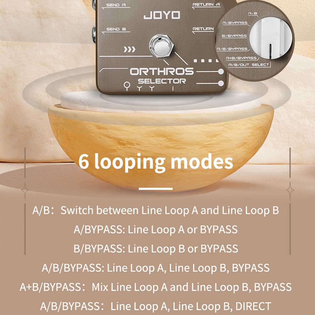 JOYO Loop Guitar Effect Pedal 6 Looping Modes 2 Line Loop JF-24 Selector Pedal 5